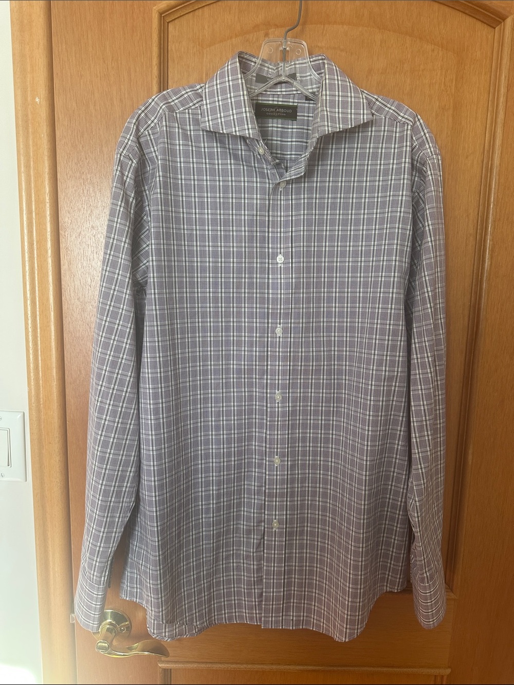 Joseph Abboud Lavender and White Plaid Dress Shirt